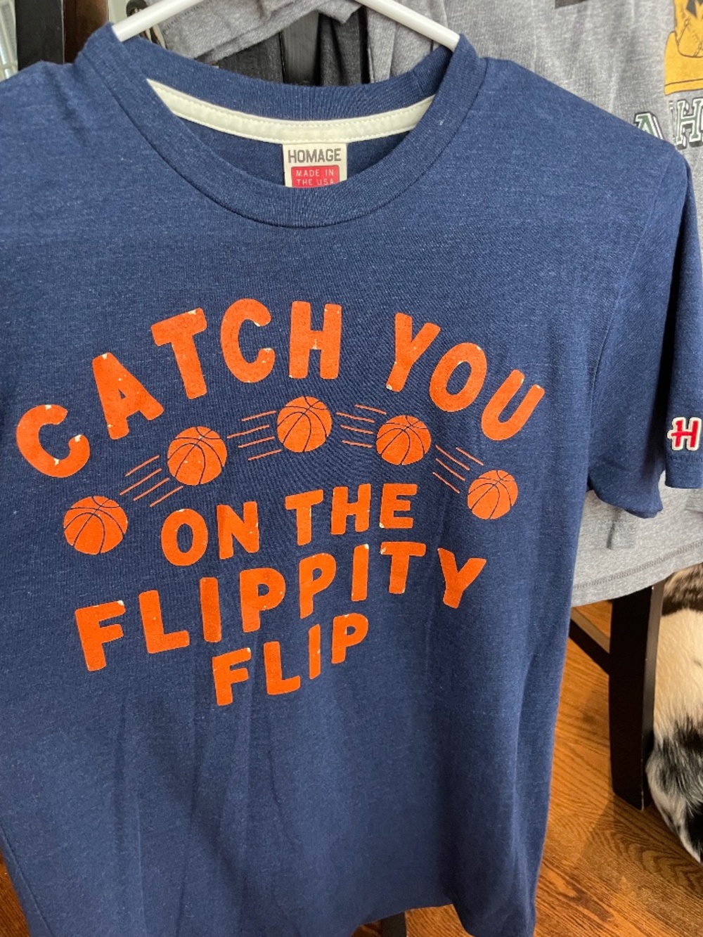 Homage T from TV's The Office, "Catch You On the Flippity Flip", Navy Blue, XS